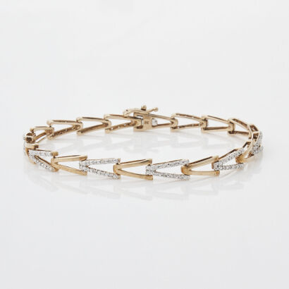 9ct Yellow Gold Diamond Bracelet