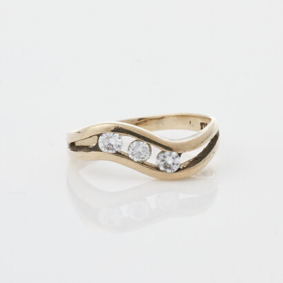 9ct Yellow Gold Three Stone Diamond Ring