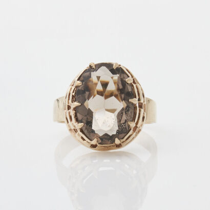 9ct Yellow Gold Smokey Quartz Vintage Ring