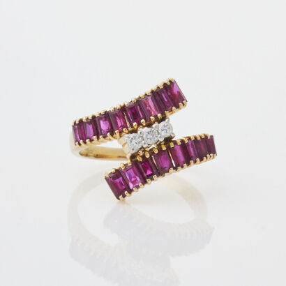 14ct Yellow Gold Ruby and Diamond Ring