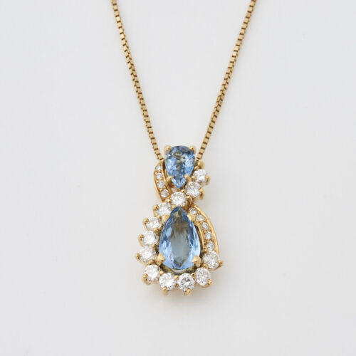 18ct Yellow Gold Modern Aquamarine Necklace