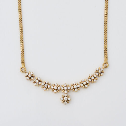 22ct Yellow Gold Flower Diamond Collier