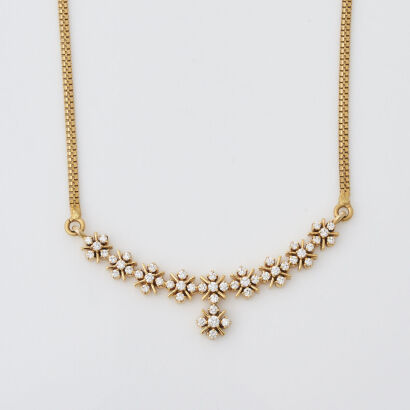 22ct Yellow Gold Flower Diamond Collier