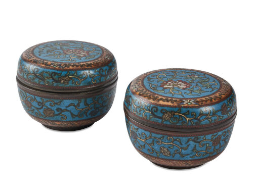 A Pair of Late-19th Century Chinese Cloisonné Boxes