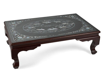 A Low Black-lacquer Table with Mother-of-pearl Inlay