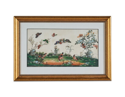 A Chinese Floral and Birds Rice Paper Painting