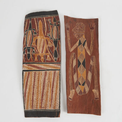 A Pair of Bark Paintings, Maningrida Australia