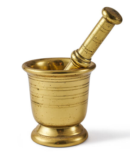 A Heavy Brass Pestle and Mortar