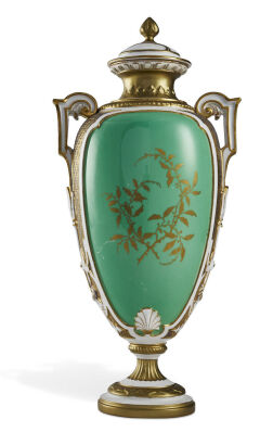 A Tall Royal Worcester Lidded Amphora Vase