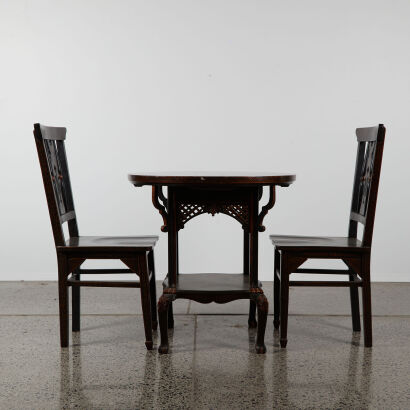 A Set of Oriental Rounded Table and Chairs