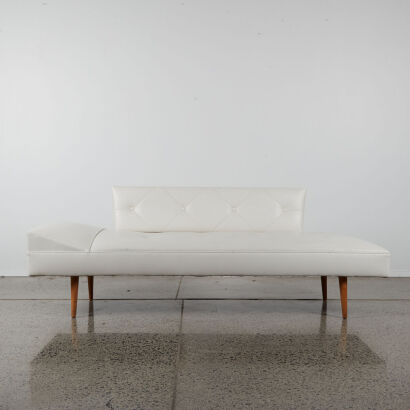 A Mid Century Atomic White Vinyl Daybed