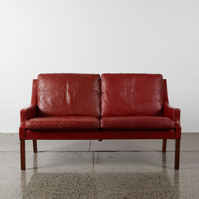 A Danish Georg Thams For AS Vejen Mid Century Red Leather Sofa