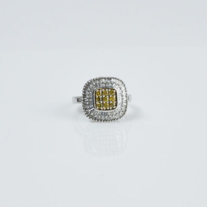 Silver Yellow Diamond Ring