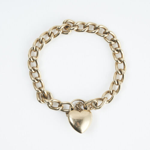 9ct Heart Puff Lock Bracelet