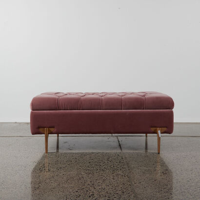 A Velvet Ottoman With Under Seat Storage