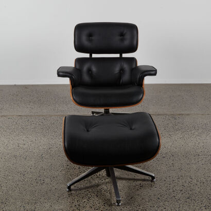 A Replica Eames Lounger With Footstool