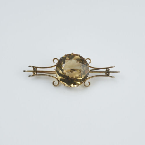 9ct Antique Citrine Brooch