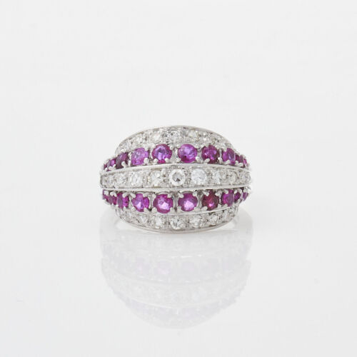 14ct White Gold, Ruby & Diamond Cluster Ring