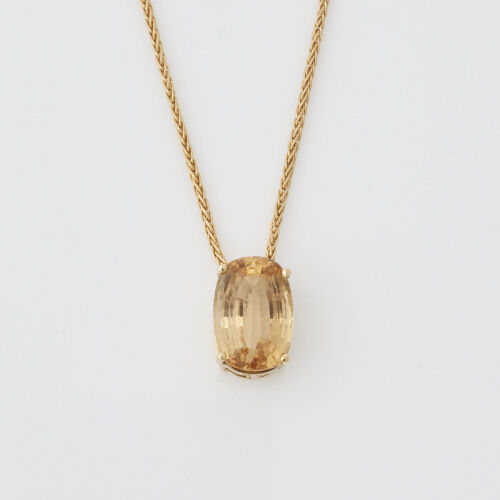 18ct Yellow Gold, 3.90ct Yellow Topaz Pendant and Chain