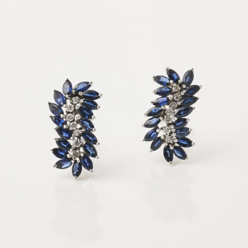 Estate, 14ct White Gold, Sapphire and Diamond Earrings