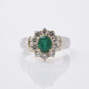 18ct White Gold, .85ct Emerald and Diamond Ring