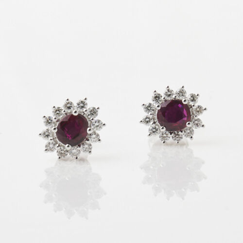 18ct White Gold, Ruby and Diamond earrings,
