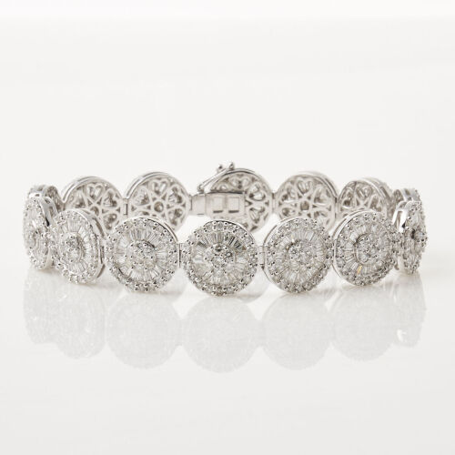 18ct White Gold Diamond Cluster Bracelet of TDW 10.00cts