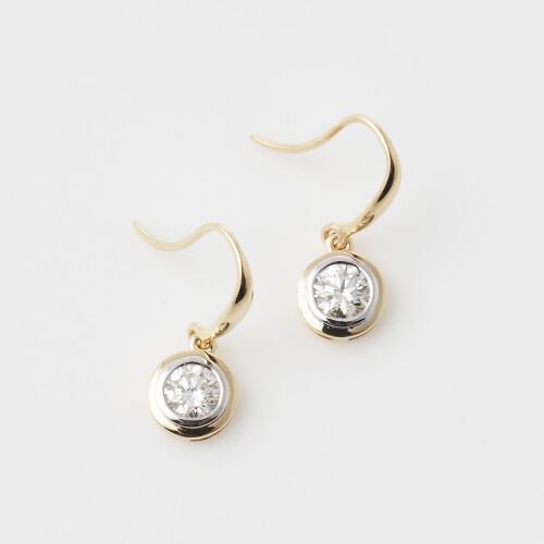 18ct Yellow & White Gold Diamond Drop Earrings of .58cts