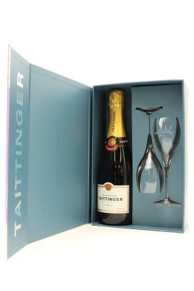 (1) NV Taittinger Brut Reserve Gift Box with Two Flutes, Champagne (GB)