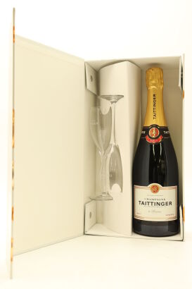 (1) NV Taittinger Brut Reserve Gift Box with Two Flutes, Champagne (GB)