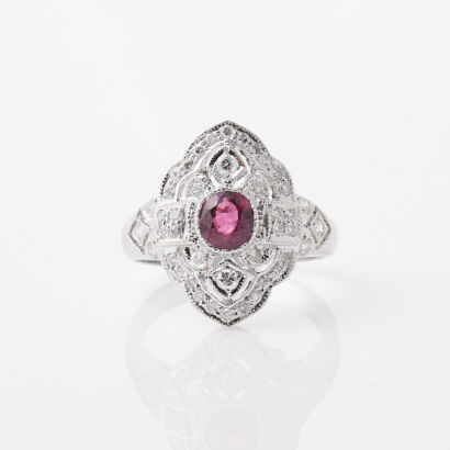 18ct White Gold Ruby and Diamond Dress Ring