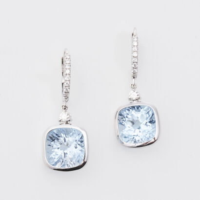 18ct White Gold, 7.00ct Topaz and Diamond Earrings