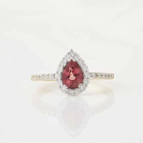 18ct Yellow Gold, Striking Reddish-orange Sapphire and Diamond Ring
