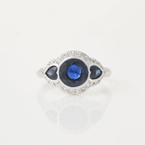 18ct White Gold, 1.63ct Sapphire and Diamond Ring