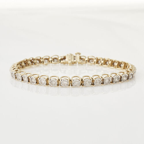 14ct Yellow and White Gold, Modern Tennis Bracelet of 3.70cts TDW