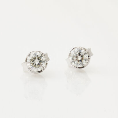 18ct White Gold, Quasar Diamond Studs, of .891ct TDW