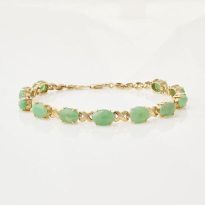 18ct Yellow Gold, Jadeite bracelet