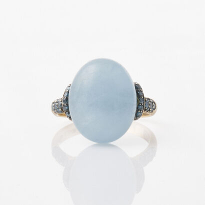 18ct Yellow Gold, Aquamarine Nanis Ring