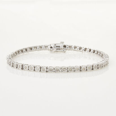 9ct White Gold, Diamond Tennis Bracelet of 1.00ct TDW