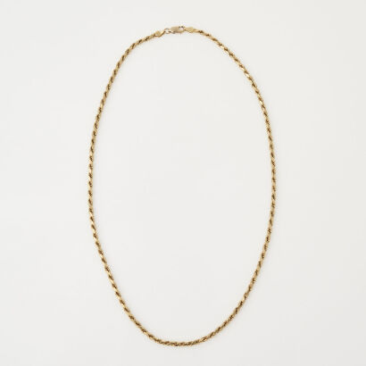 18ct Yellow Gold, 45cm Diamond Cut Ropelink Necklet