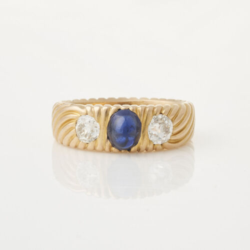 15ct Yellow Gold, Vintage, Sapphire and Diamond Ring