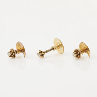 Antique 9ct Yellow Gold, Diamond Shirt Pins set