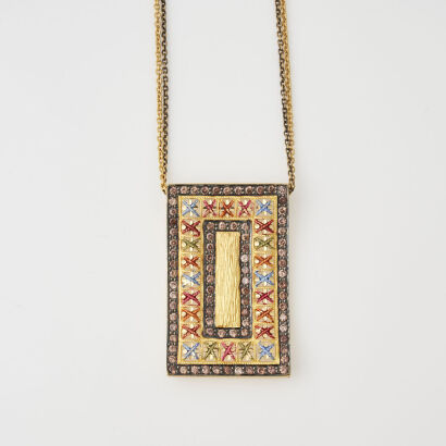 21ct Yellow Gold and Enamel Pendant