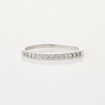 9ct White Gold, White Stone Ring