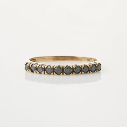 9ct Yellow Gold, Black Stone Ring