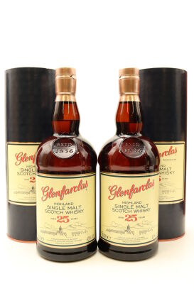 (2) Glenfarclas 25 Year Old Single Malt Scotch Whisky, 43% ABV