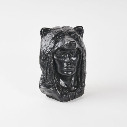 A Native American Indian Chief Bear Bust Statue