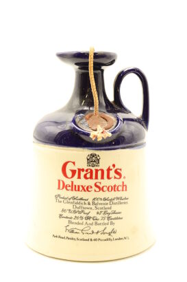 (1) Grants Deluxe Blended Scotch Whisky Ceramic Decanter, 86 Proof, 750ml, Circa 1970s/80s