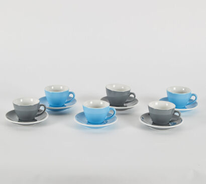 A Set Of Six Acme Coffee Cups And Saucers