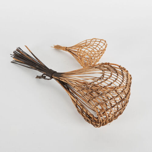 A Rattan Core Onion Basket and Garlic Basket